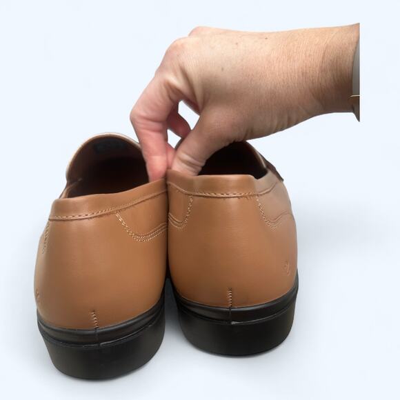 Ecco Dress Classic 15 Brown Cream Crocodile Slip on Penny Loafer Women's 40 NEW - Picture 10 of 12